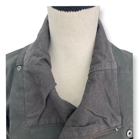 Veda for Scoop dark gray leather cotton casual jacket size S - Picture 4 of 6